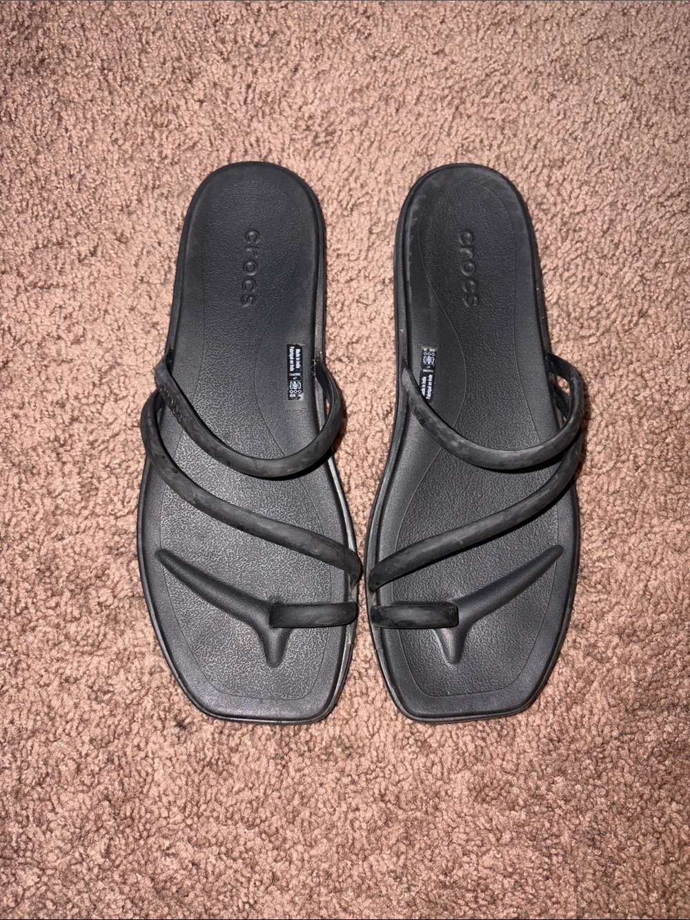 CROCS Women's Black Strappy Slide Sandals